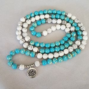 Stone Lotus Chakra Long Bead Necklace